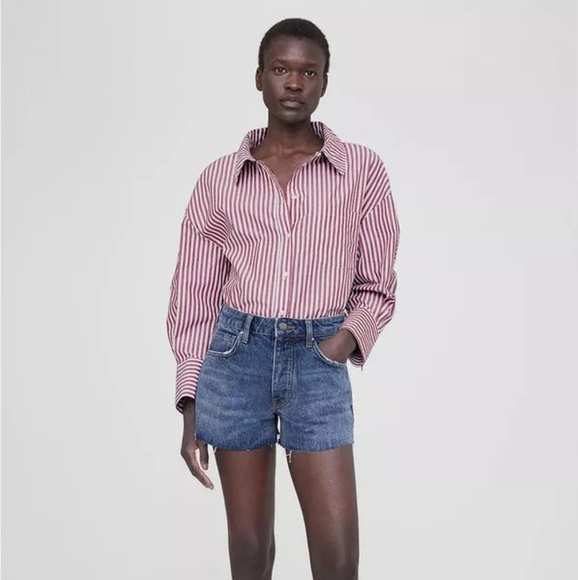 Anine Bing Mika Shirt in Red/White Stripe size XL NWT - Picture 6 of 12